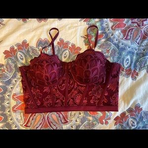 Dark Red Lace Bustier Top